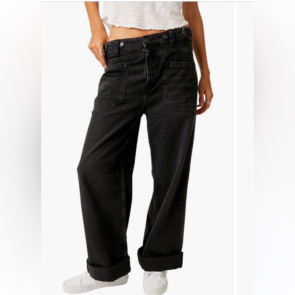 NWT Free People We the Free Palmer cuffed jeans in outer space - 31 - Picture 7 of 11